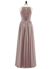 Robe Longue Dentelle avec Illusion Col en Cœur Dusk