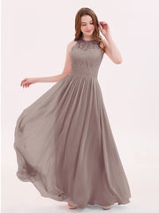 Robe Longue Dentelle avec Illusion Col en Cœur Dusk