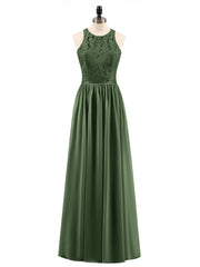 Robe Longue Dentelle avec Illusion Col en Cœur Olive Verte
