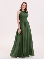 Robe Longue Dentelle avec Illusion Col en Cœur Olive Verte Grande Taille