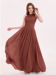 Robe Longue Dentelle avec Illusion Col en Cœur terracotta Grande Taille