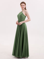 Dentelle et Mousseline Robe Demoiselle d'honneur Olive Verte