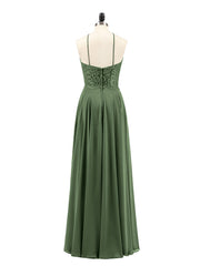 Dentelle et Mousseline Robe Demoiselle d'honneur Olive Verte Grande Taille
