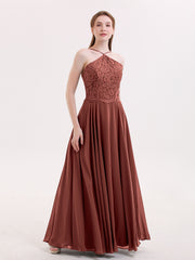 Dentelle et Mousseline Robe Demoiselle d'honneur terracotta Grande Taille