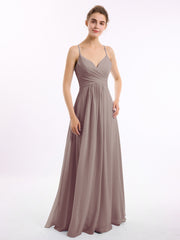 Spaghetti Bretelle Col En V Mousseline Robes Dusk