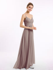 Spaghetti Bretelle Col En V Mousseline Robes Dusk