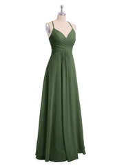 Spaghetti Bretelle Col En V Mousseline Robes Olive Verte Grande Taille