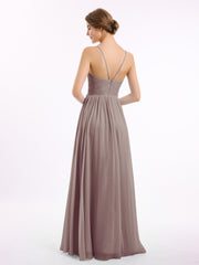 Mousseline Robes De Demoiselle d'Honneur Avec Spaghetti Bretelles Dusk
