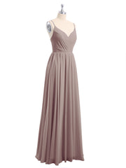 Mousseline Robes De Demoiselle d'Honneur Avec Spaghetti Bretelles Dusk