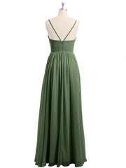 Mousseline Robes De Demoiselle d'Honneur Avec Spaghetti Bretelles Olive Verte Grande Taille