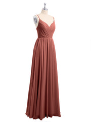 Mousseline Robes De Demoiselle d'Honneur Avec Spaghetti Bretelles terracotta Grande Taille