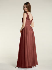 Illusion Col Croisé Tulle Robes De Demoiselle d'Honneur terracotta Grande Taille