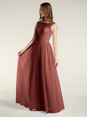 Illusion Col Croisé Tulle Robes De Demoiselle d'Honneur terracotta Grande Taille