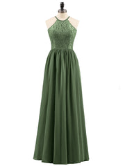 Licou Robe Longue avec Dentelle Bustier Olive Verte Grande Taille
