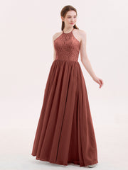 Licou Robe Longue avec Dentelle Bustier terracotta Grande Taille