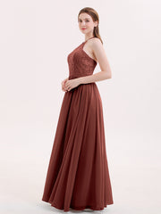 Licou Robe Longue avec Dentelle Bustier terracotta Grande Taille