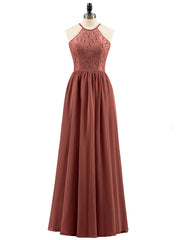 Licou Robe Longue avec Dentelle Bustier terracotta