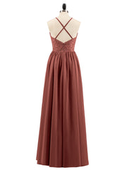 Licou Robe Longue avec Dentelle Bustier terracotta