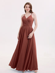 Robe Dos Nu Mousseline avec Col en V terracotta Grande Taille