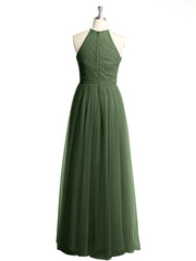 Dentelle Corsage Et Tulle Jupe Robes Longues Olive Verte