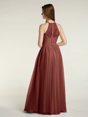 Dentelle Corsage Et Tulle Jupe Robes Longues terracotta Grande Taille