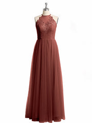 Dentelle Corsage Et Tulle Jupe Robes Longues terracotta Grande Taille
