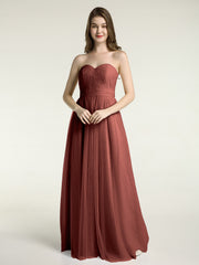 Sans Bretelles Col En Cœur Cou Tulle Robes Avec Nœud terracotta