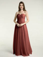 Sans Bretelles Col En Cœur Cou Tulle Robes Avec Nœud terracotta Grande Taille