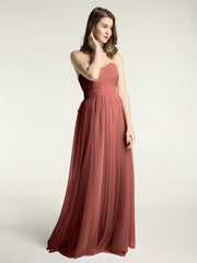 Sans Bretelles Col En Cœur Cou Tulle Robes Avec Nœud terracotta Grande Taille