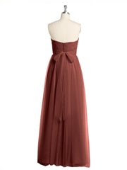 Sans Bretelles Col En Cœur Cou Tulle Robes Avec Nœud terracotta Grande Taille