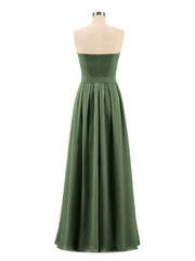 Mousseline Sans Bretelles Robe Demoiselle d'honneur avec Ceinture Olive Verte Grande Taille