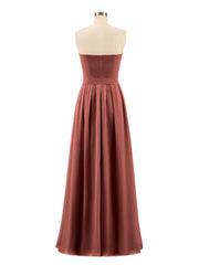 Mousseline Sans Bretelles Robe Demoiselle d'honneur avec Ceinture terracotta Grande Taille