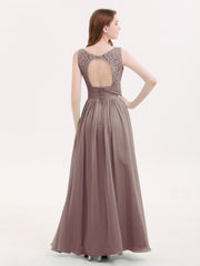 Dentelle et Mousseline Robes avec Dos Nu Dusk