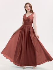 Dentelle et Mousseline Robes avec Dos Nu terracotta Grande Taille