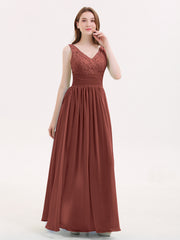Dentelle et Mousseline Robes avec Dos Nu terracotta Grande Taille