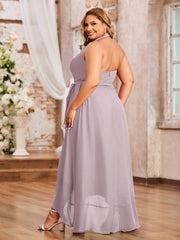 Robes Asymétriques à Licou en Mousseline à Col en V Profond Dusk Grande Taille