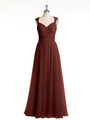 CROISÉ-Plissée Tulle Robes Longues Avec Bretelles Perlées terracotta Grande Taille