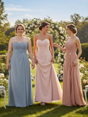 Robe Sans Bretelles Col en Cœur avec Fente Bleu Poudré Grande Taille