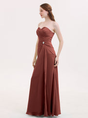 Robe Sans Bretelles Col en Cœur avec Fente terracotta Grande Taille