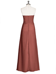 Robe Sans Bretelles Col en Cœur avec Fente terracotta Grande Taille