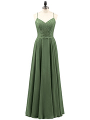 Spaghetti Bretelle Dentelle Robe avec Corset Dos Olive Verte