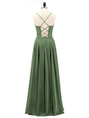 Spaghetti Bretelle Dentelle Robe avec Corset Dos Olive Verte