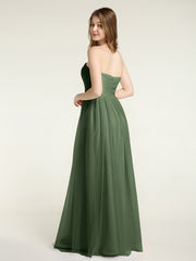 Sans Bretelles Col En Cœur Longue Tulle Robes De Demoiselle d'Honneur Olive Verte Grande Taille