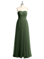Sans Bretelles Col En Cœur Longue Tulle Robes De Demoiselle d'Honneur Olive Verte Grande Taille