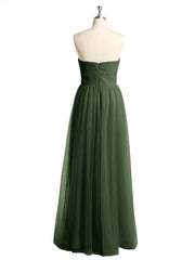 Sans Bretelles Col En Cœur Longue Tulle Robes De Demoiselle d'Honneur Olive Verte Grande Taille