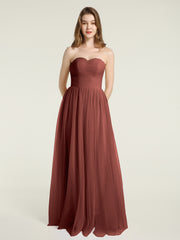 Sans Bretelles Col En Cœur Longue Tulle Robes De Demoiselle d'Honneur terracotta
