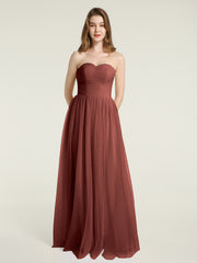 Sans Bretelles Col En Cœur Longue Tulle Robes De Demoiselle d'Honneur terracotta Grande Taille