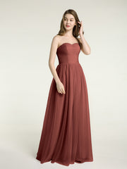 Sans Bretelles Col En Cœur Longue Tulle Robes De Demoiselle d'Honneur terracotta Grande Taille