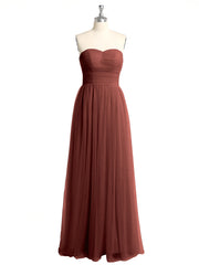 Sans Bretelles Col En Cœur Longue Tulle Robes De Demoiselle d'Honneur terracotta Grande Taille
