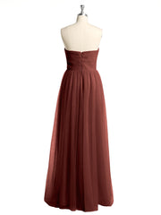 Sans Bretelles Col En Cœur Longue Tulle Robes De Demoiselle d'Honneur terracotta Grande Taille